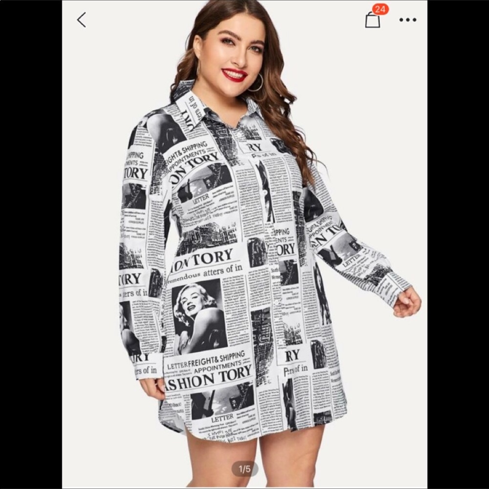 Shein Newspaper Print Dress / Tunic